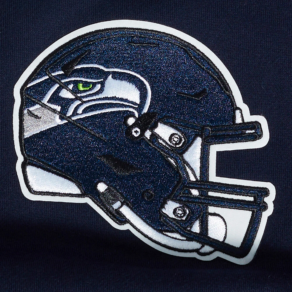 Men's Pro Standard College Navy Seattle Seahawks Turn It Up Drop Shoulder Pullover Sweatshirt