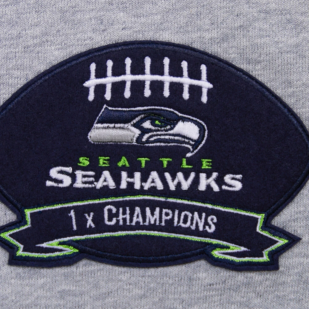 Men's Pro Standard Heather Gray Seattle Seahawks Crest Emblem Pullover Sweatshirt
