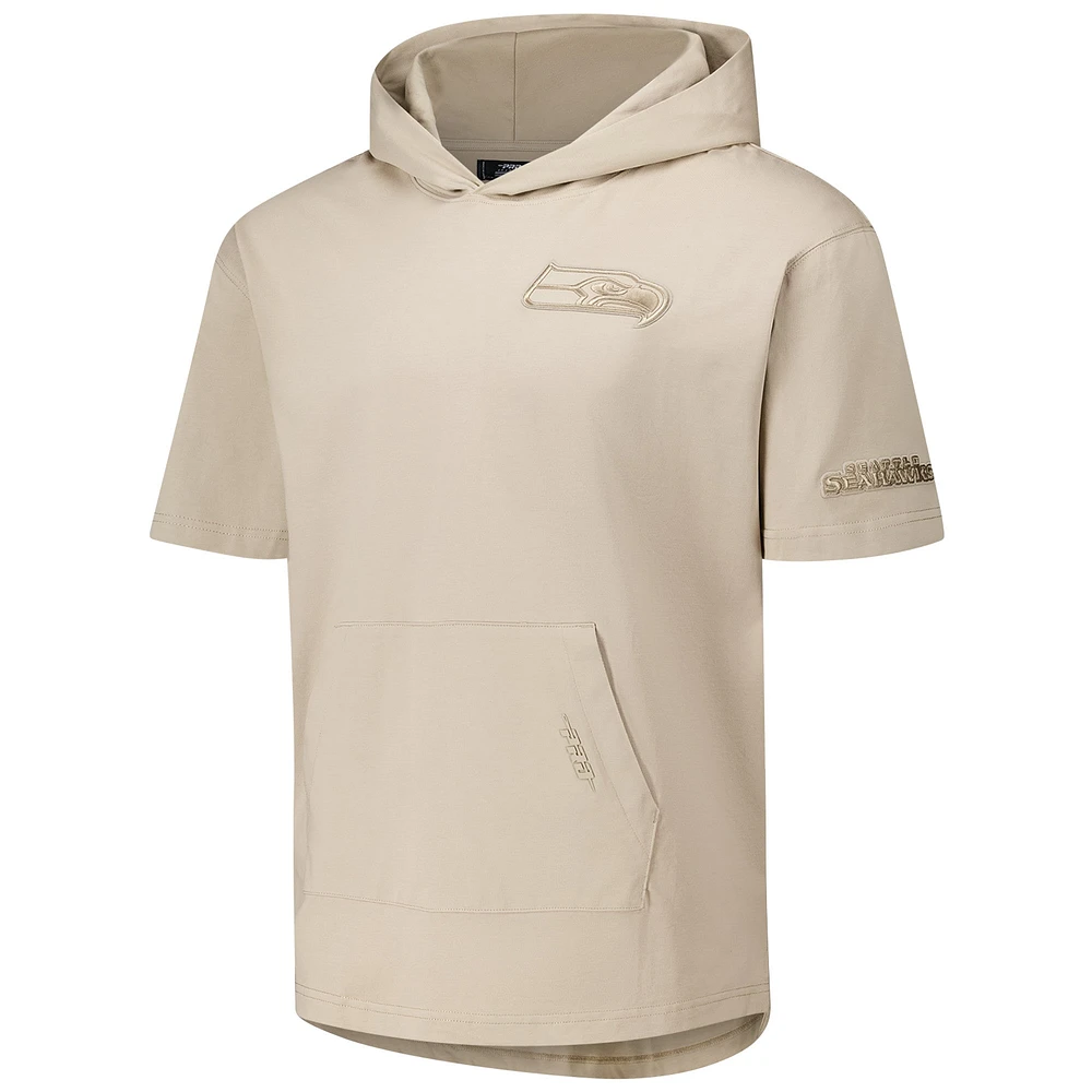 Men's Pro Standard Tan Seattle Seahawks Neutrals Capsule Short Sleeve Pullover Hoodie