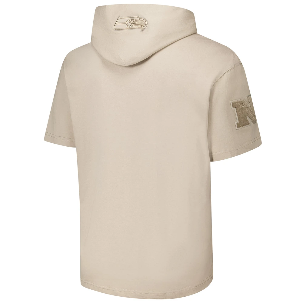 Men's Pro Standard Tan Seattle Seahawks Neutrals Capsule Short Sleeve Pullover Hoodie
