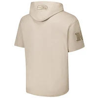 Men's Pro Standard Tan Seattle Seahawks Neutrals Capsule Short Sleeve Pullover Hoodie
