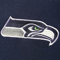 Men's Starter College Navy/Neon Green Seattle Seahawks Playoffs Color Block Full-Zip Hoodie