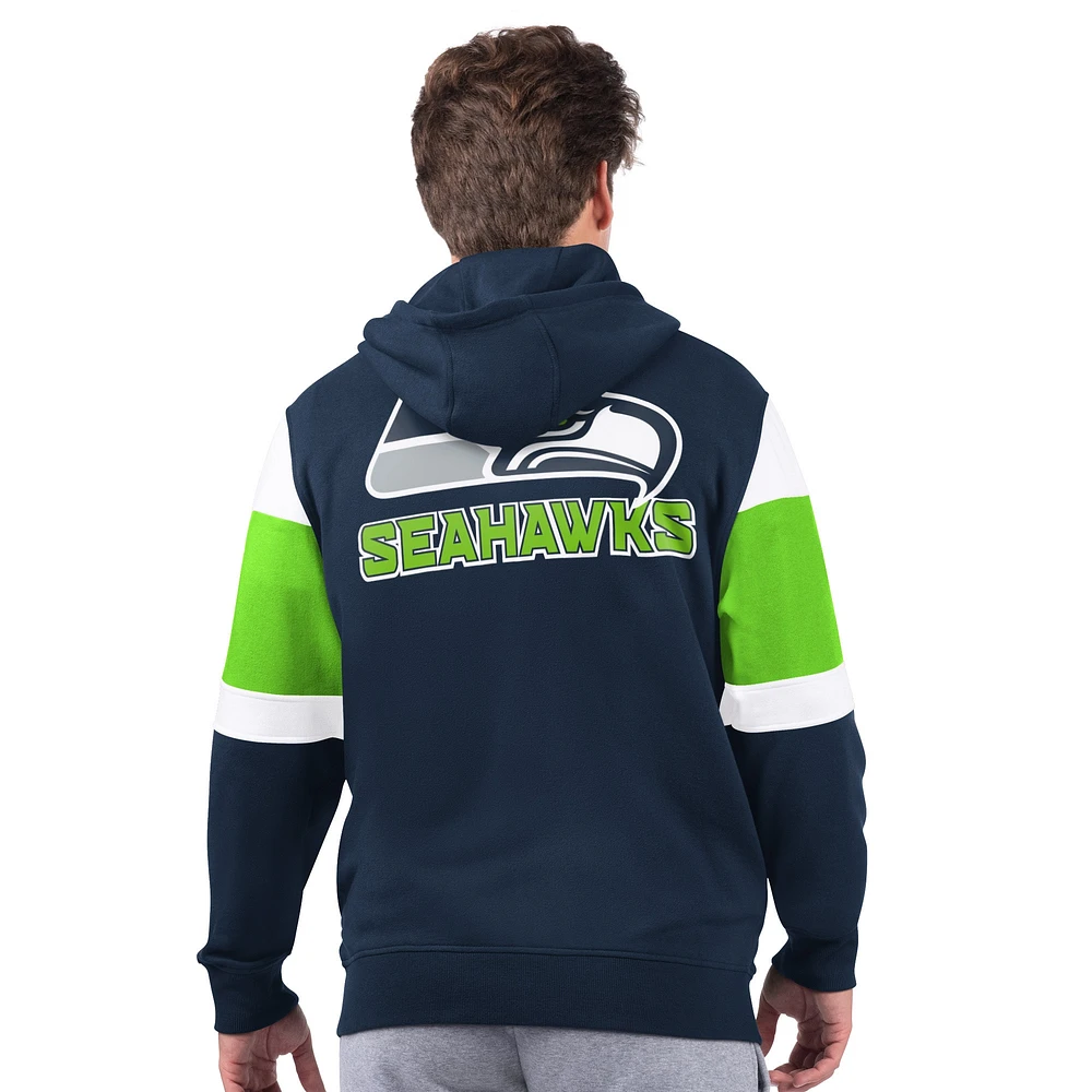 Men's Starter College Navy Seattle Seahawks Extreme Full-Zip Hoodie
