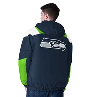 Veste à capuche demi-zippée bleu marine pour homme Starter College Seattle Seahawks
