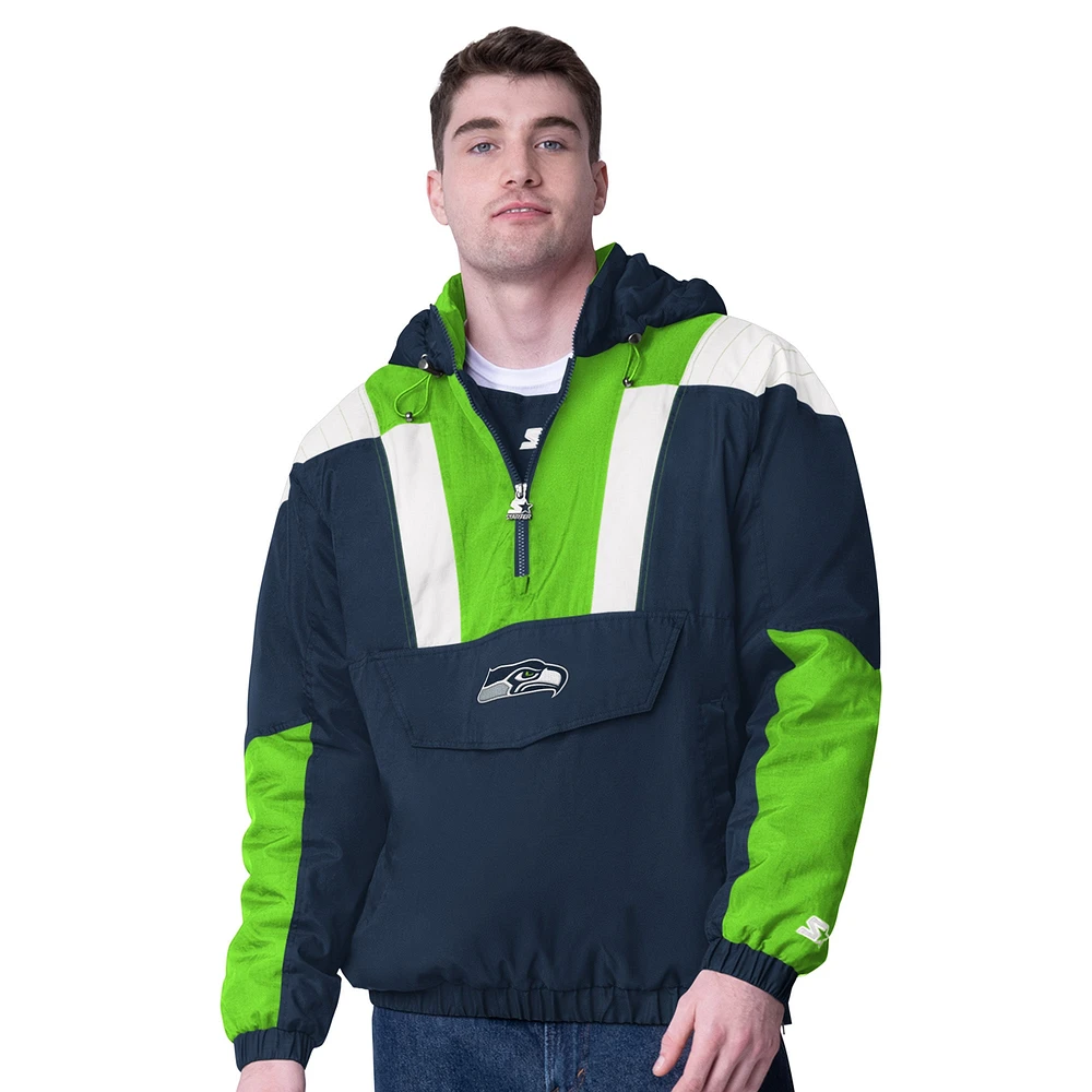 Veste à capuche demi-zippée bleu marine pour homme Starter College Seattle Seahawks