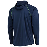 Men's Starter Navy Seattle Seahawks Raglan Long Sleeve Hoodie T-Shirt
