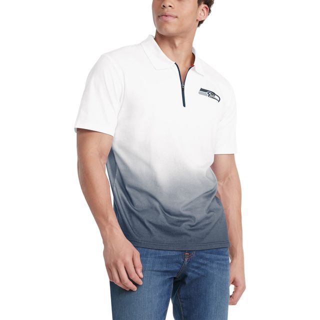 Tommy Hilfiger Rory des Seattle Seahawks de pour homme - Blanc/Bleu marine Polo à fermeture éclair sur le quart