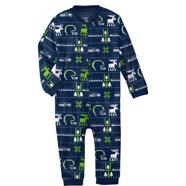 Newborn & Infant College Navy Seattle Seahawks Allover Print - Pull entièrement zippé