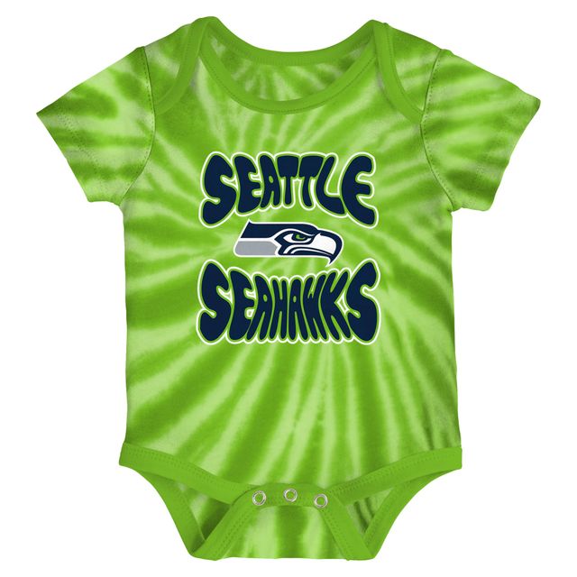 Ensemble de 2 bodys Newborn & Infant Neon Green/White Seattle Seahawks Monterey Tie-Dye