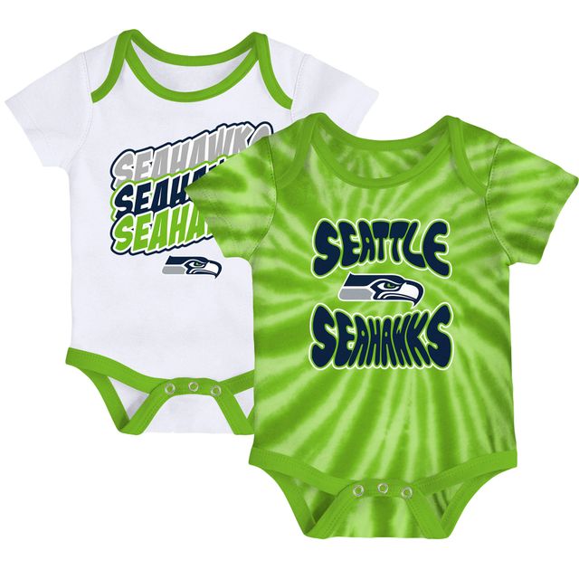 Ensemble de 2 bodys Newborn & Infant Neon Green/White Seattle Seahawks Monterey Tie-Dye