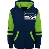 Preschool Navy Seattle Seahawks Stadium Color Block Full-Zip Hoodie