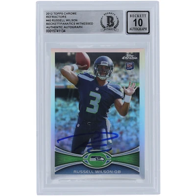 Russell Wilson Seattle Seahawks Autographié 2012 Topps Chrome Refractor #40 Beckett Fanatics Witnessed Authenticated 10 Rookie Card