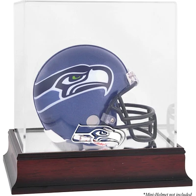 Vitrine de présentation pour mini casque avec logo en acajou des Seattle Seahawks