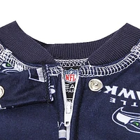 Seattle Seahawks Newborn Piped Raglan Full Zip Coverall - College Navy