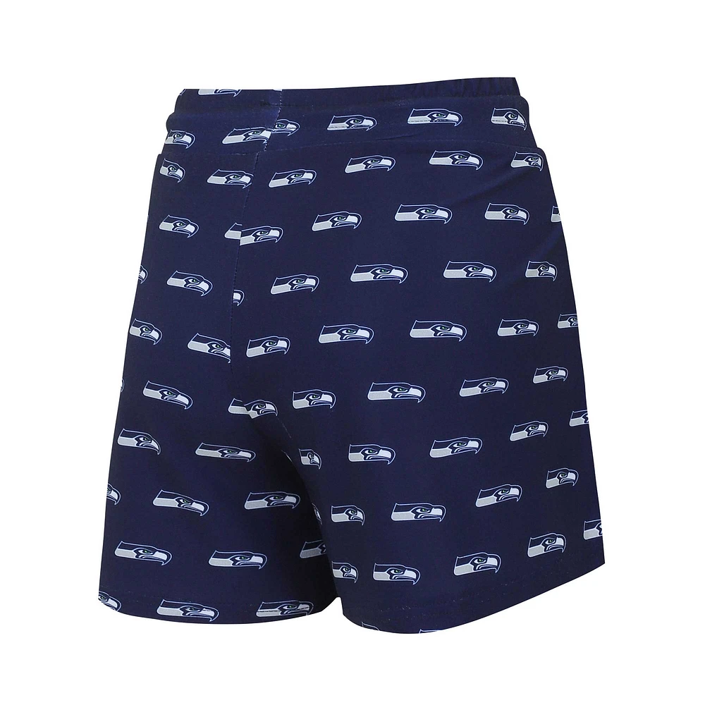Women's Concepts Sport Seattle Seahawks Gauge Allover Print Cropped Tank Top & Shorts Sleep Set