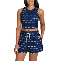 Women's Concepts Sport Seattle Seahawks Gauge Allover Print Cropped Tank Top & Shorts Sleep Set