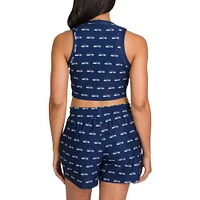 Women's Concepts Sport Seattle Seahawks Gauge Allover Print Cropped Tank Top & Shorts Sleep Set