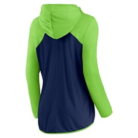 Women's Fanatics College Navy/Neon Green Seattle Seahawks Forever Fan Full-Zip Hoodie