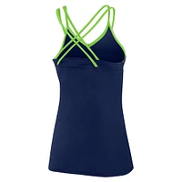 Women's Fanatics College Navy Seattle Seahawks Go For It Strappy Crossback Tank Top