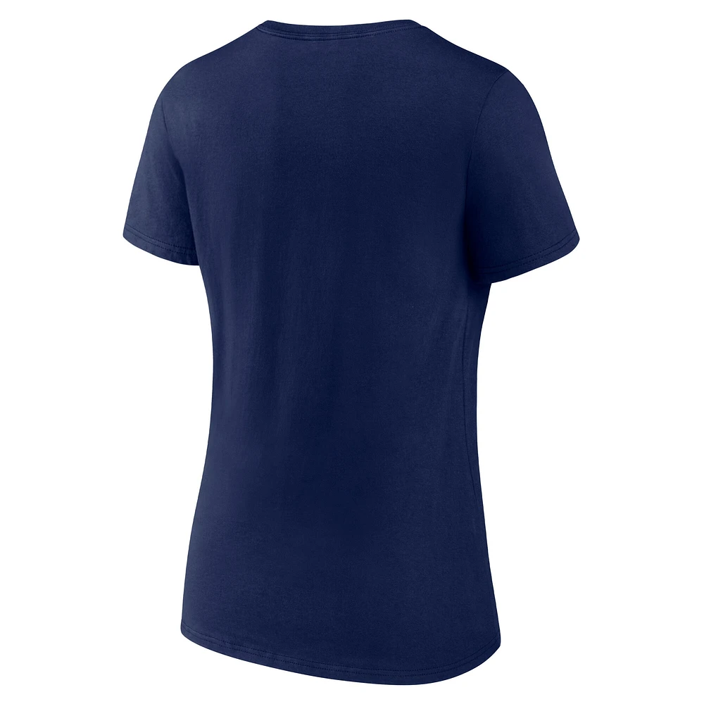 Women's Fanatics College Navy Seattle Seahawks Icon Primary Logo V-Neck T-Shirt