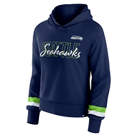 Women's Fanatics College Navy Seattle Seahawks Over Under Pullover Hoodie