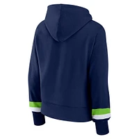 Women's Fanatics College Navy Seattle Seahawks Over Under Pullover Hoodie