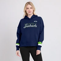 Women's Fanatics College Navy Seattle Seahawks Over Under Pullover Hoodie
