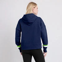 Women's Fanatics College Navy Seattle Seahawks Over Under Pullover Hoodie