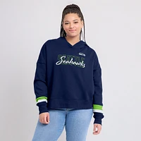 Women's Fanatics College Navy Seattle Seahawks Over Under Pullover Hoodie