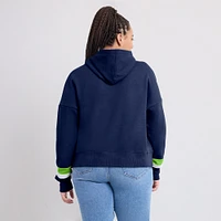 Women's Fanatics College Navy Seattle Seahawks Over Under Pullover Hoodie