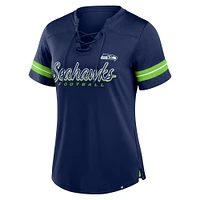Women's Fanatics College Navy Seattle Seahawks Play Script Lace-Up T-Shirt