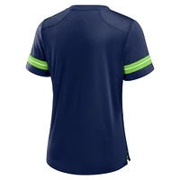 Women's Fanatics College Navy Seattle Seahawks Play Script Lace-Up T-Shirt