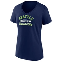 Women's Fanatics College Navy Seattle Seahawks Slogan V-Neck T-Shirt
