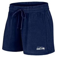 Women's Fanatics College Navy Seattle Seahawks Start to Finish T-Shirt & Shorts Combo Pack
