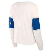 Women's Fanatics Cream Seattle Seahawks Antique Block Long Sleeve T-Shirt