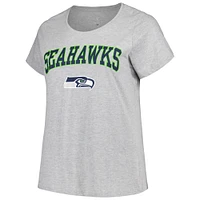 Women's Fanatics Heather Gray Seattle Seahawks Plus Arch Over Logo T-Shirt