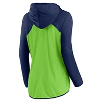 Women's Fanatics Neon Green/College Navy Seattle Seahawks Script Full-Zip Hoodie