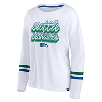 Fanatics pour femmes, blanc, Seattle Seahawks Retro Power - T-shirt à manches longues