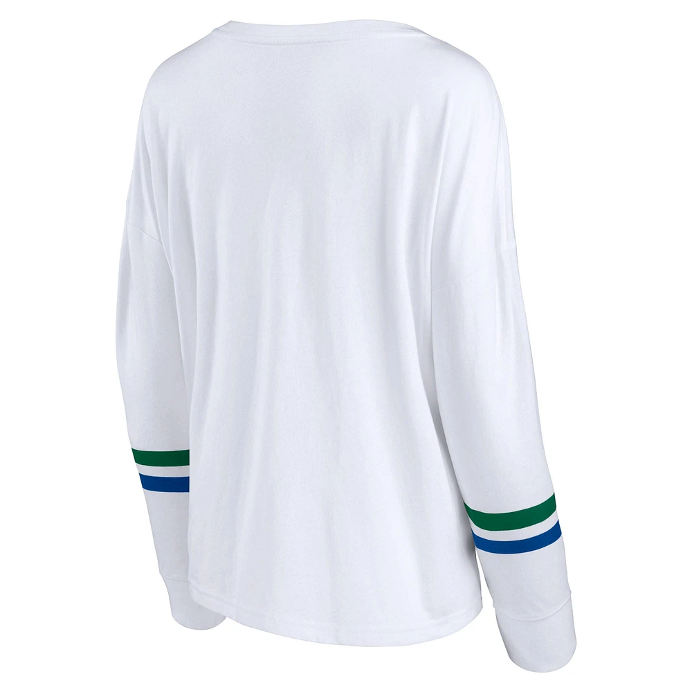 Fanatics pour femmes, blanc, Seattle Seahawks Retro Power - T-shirt à manches longues