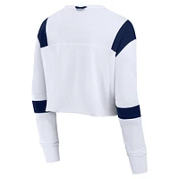 Women's Fanatics White Seattle Seahawks Stretch Cropped Long Sleeve V-Neck T-Shirt