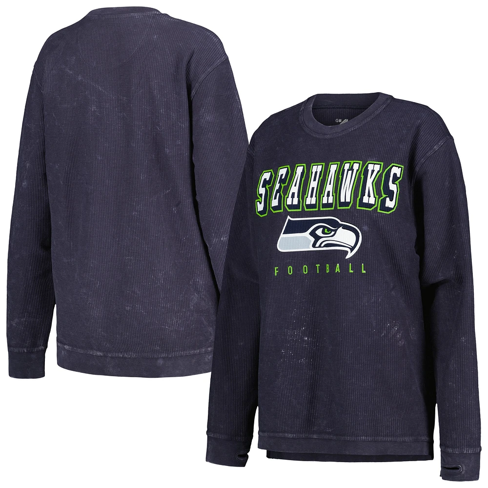 Sweat-shirt à cordon confortable G-III 4Her par Carl Banks College pour femmes, bleu marine, Seattle Seahawks