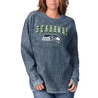 Sweat-shirt à cordon confortable G-III 4Her par Carl Banks College pour femmes, bleu marine, Seattle Seahawks