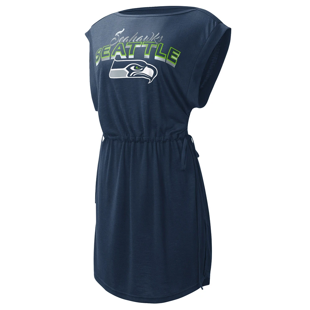 Women's G-III 4Her by Carl Banks College Navy Seattle Seahawks G.O.A.T. Swimsuit Cover-Up - Dress