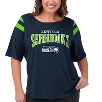 T-shirt de secondeur grande taille G-III 4Her by Carl Banks College Navy des Seattle Seahawks pour femme