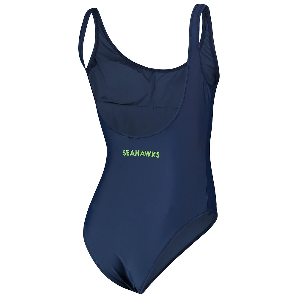 Women's G-III 4Her by Carl Banks Scarlet Seattle Seahawks Making Waves One-Piece Swimsuit