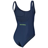 Women's G-III 4Her by Carl Banks Scarlet Seattle Seahawks Making Waves One-Piece Swimsuit