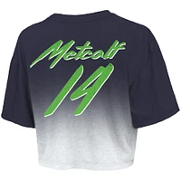 Women's Majestic Threads DK Metcalf Navy/White Seattle Seahawks Dip-Dye Player Name & Number Crop Top