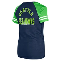 T-shirt raglan à lacets New Era College Navy Seattle Seahawks pour femme