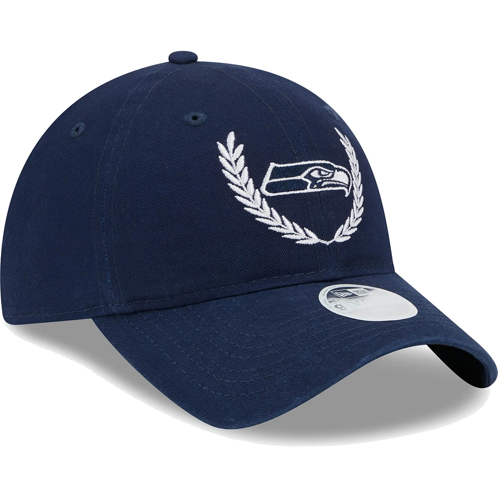 Women's New Era College Navy Seattle Seahawks Leaves 9TWENTY Adjustable Hat