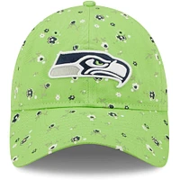Women's New Era Neon Green Seattle Seahawks Logo Floral 9TWENTY - Adjustable Hat